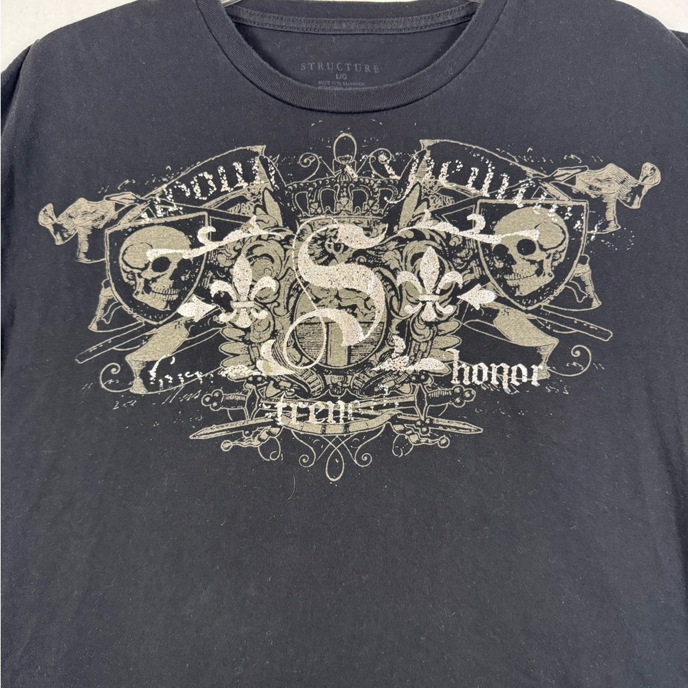 Structure Men's Black Graphic Crew Neck T-Shirt